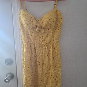 Yellow Polka Dot Tie-Front Sundress - Women's